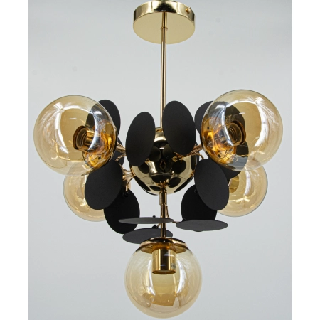 Lampa wisząca metalowa złoto-czarna 5-punktowa 8075/5 - Lampy Elem